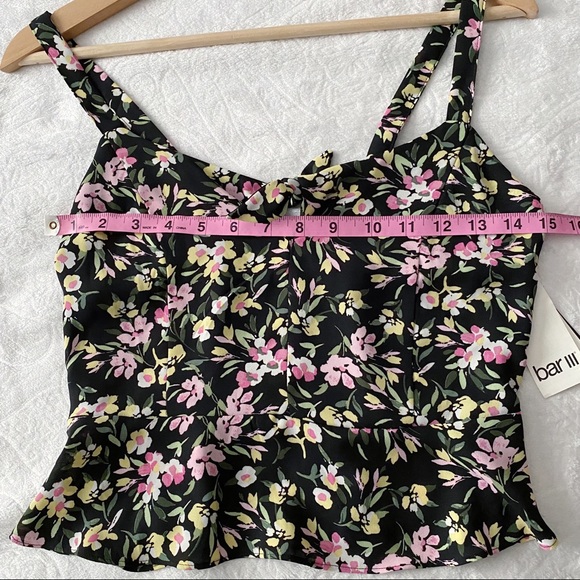 NWT Bar III Floral Cropped Peplum Cut Out Bow Chest Tank Top - Picture 5 of 11